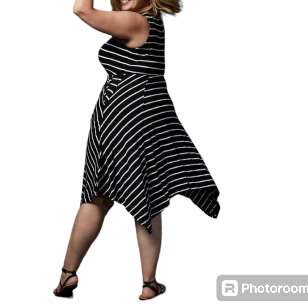 Torrid Black & White Sleeveless Midi Super Soft Skater Dress w Pockets 2…